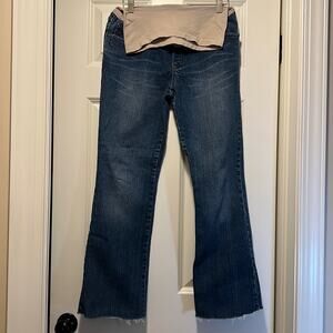Motherhood maternity straight leg raw hem blue jeans size small